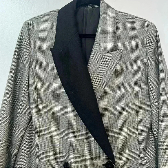 Moda Polska Warszawa Doble Breasted Wool Plaid Blazer Sz 10 - Picture 8 of 14